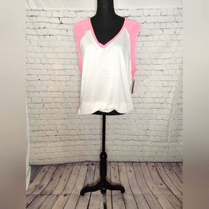Guess Los Angeles Sleeveless top, Pink and White, Size XL